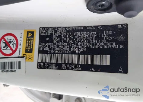 2013 Lexus Rx 350 from USA, damaged, VIN 2T2ZK1BA3DC104339